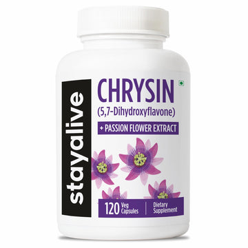 STAY ALIVE Chrysin Supplement 500mg & Passion Flower Extract Powder, 5,7-Dihydroxyflavone, Non-GMO and Gluten-Free Chrysin for Men and Women, 120 Capsules STAY ALIVEAu supplements