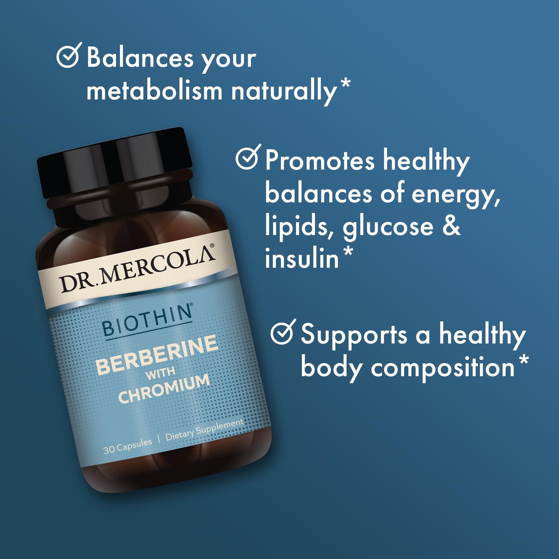 Dr. Mercola Biothin Berberine with Chromium, 30 Servings (30 Capsules), Dietary Supplement Dr. MercolaAu supplements