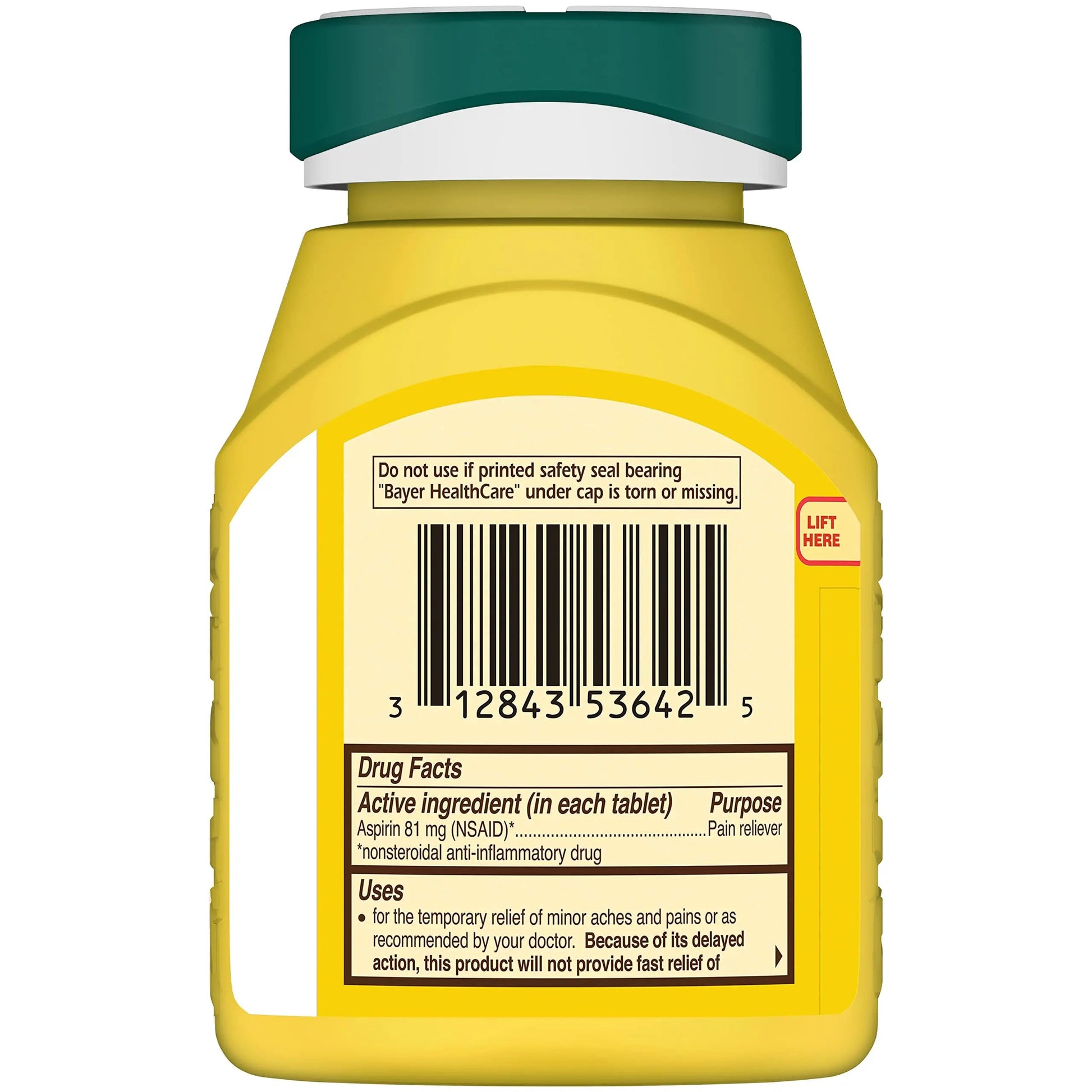 Bayer Aspirin Low Dose 81 mg, Enteric Coated Tablets, Doctor Recommended, Secondary Prevention of Cardiovascular Disease, 300 Safety Coated Tablets (Packaging may vary) BayerAu supplements