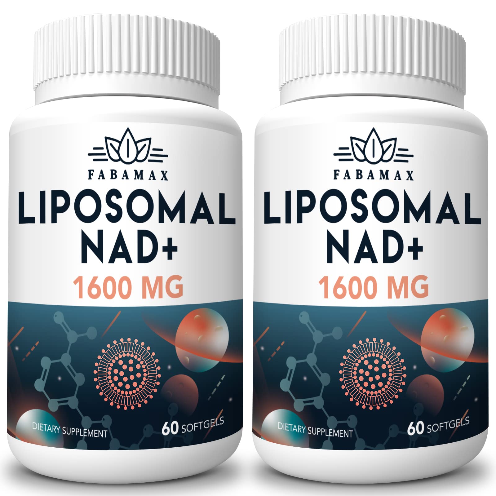 Fabamax 1600 mg Liposomal NAD Supplement, 98% Pure NAD+ Supplement, Superior Absorption, Alternative to Nicotinamide Riboside or NADH to Boost NAD+ for Aging Defense, Energy, Longevity, 120 Softgels FabamaxAu supplements