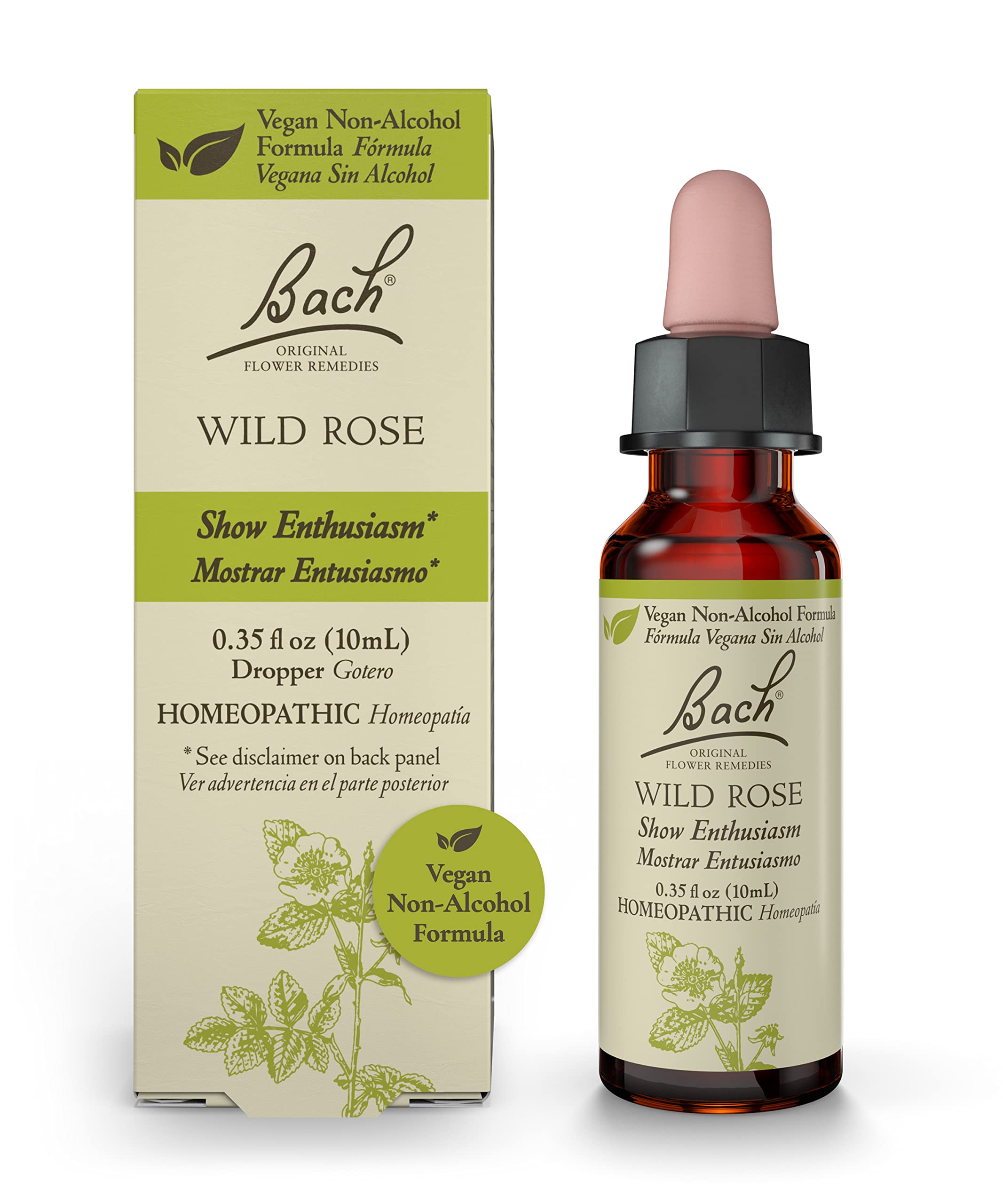 Bach Original Flower Remedies, Wild Rose for Enthusiasm (Non-Alcohol Formula), Natural Homeopathic BachAu supplements