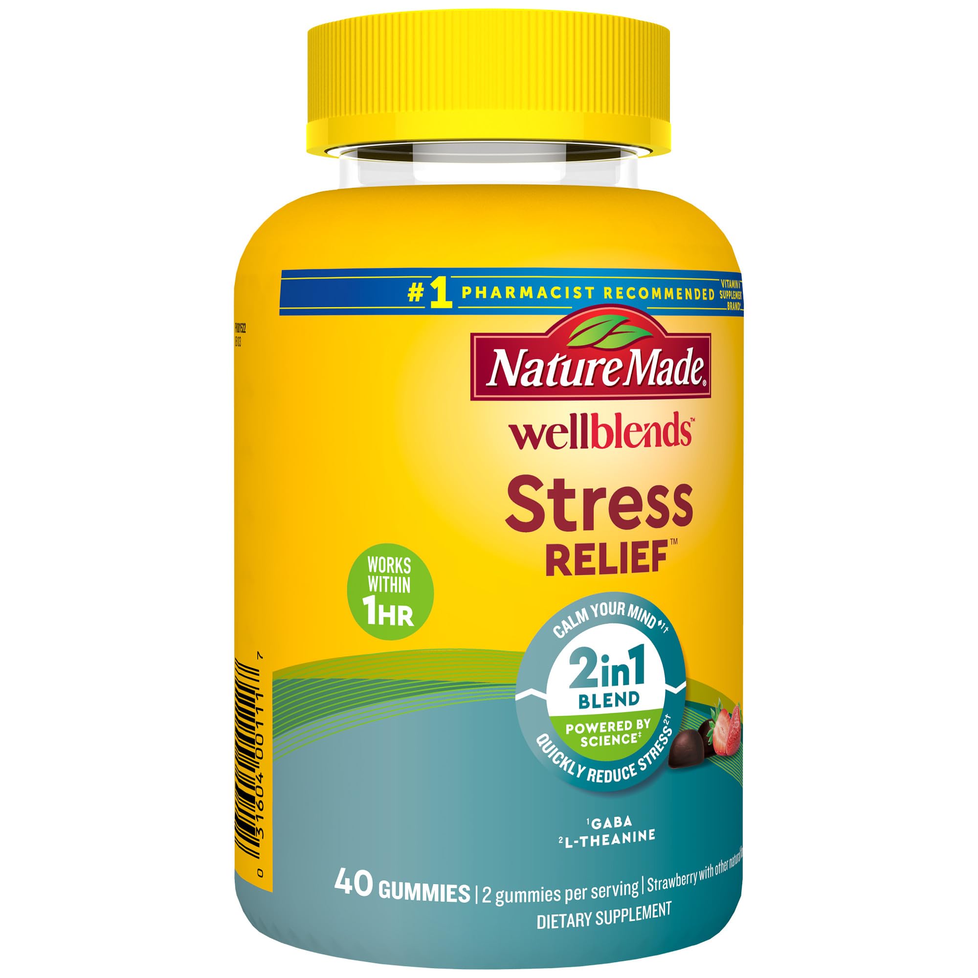 Nature Made Wellblends Stress Relief Gummies, L theanine 200mg to Help Reduce Stress, with GABA 100mg, Same Day Stress Support, 40 Strawberry Flavor Gummies Nature MadeAu supplements