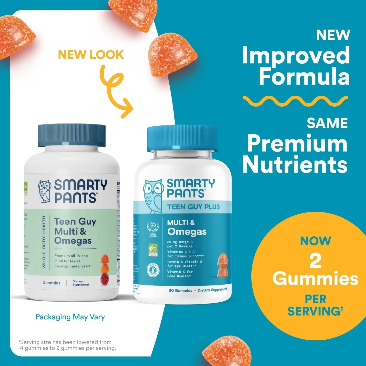 SmartyPants Teen Guy Multivitamin Gummies - Improved Formula: Omega 3 (DHA/EPA), Vitamin D3, C, Vitamin B12, B6, A, K & Zinc SmartyPantsAu supplements