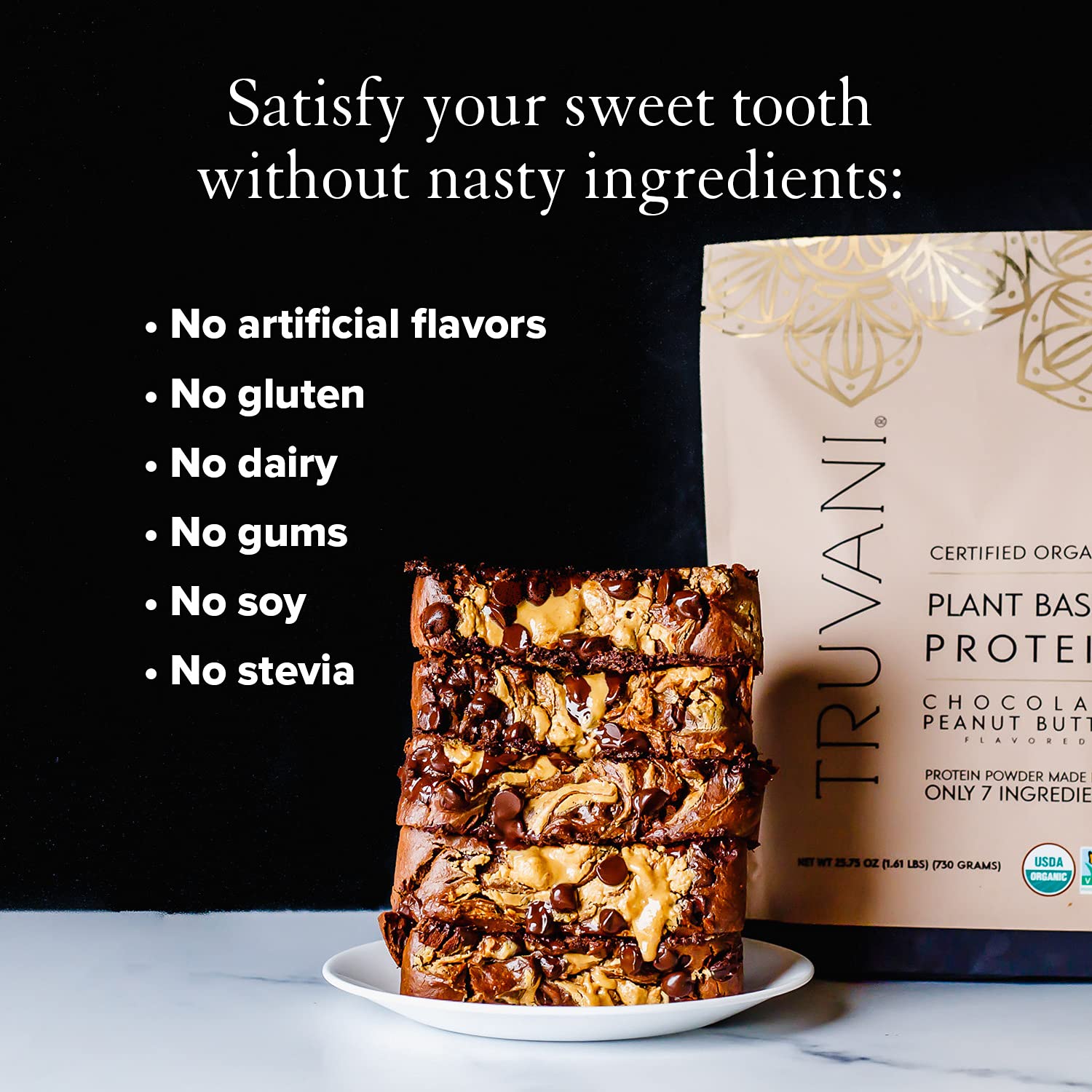 Truvani Vegan Chocolate Peanut Butter Protein Powder - 20g Plant-Based Protein, Gluten TruvaniUS supplements