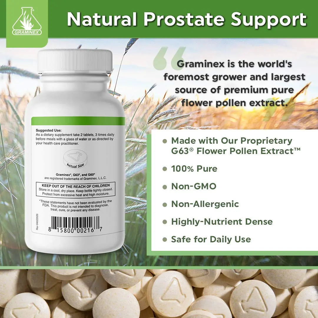 Graminex PollenAid Prostate Supplement: All Natural Prostate Support for Bladder Control & Urinary Tract Health, Rye Pollen Extract Made in USA, 90 Tablets (Pack of 2) GraminexAu supplements