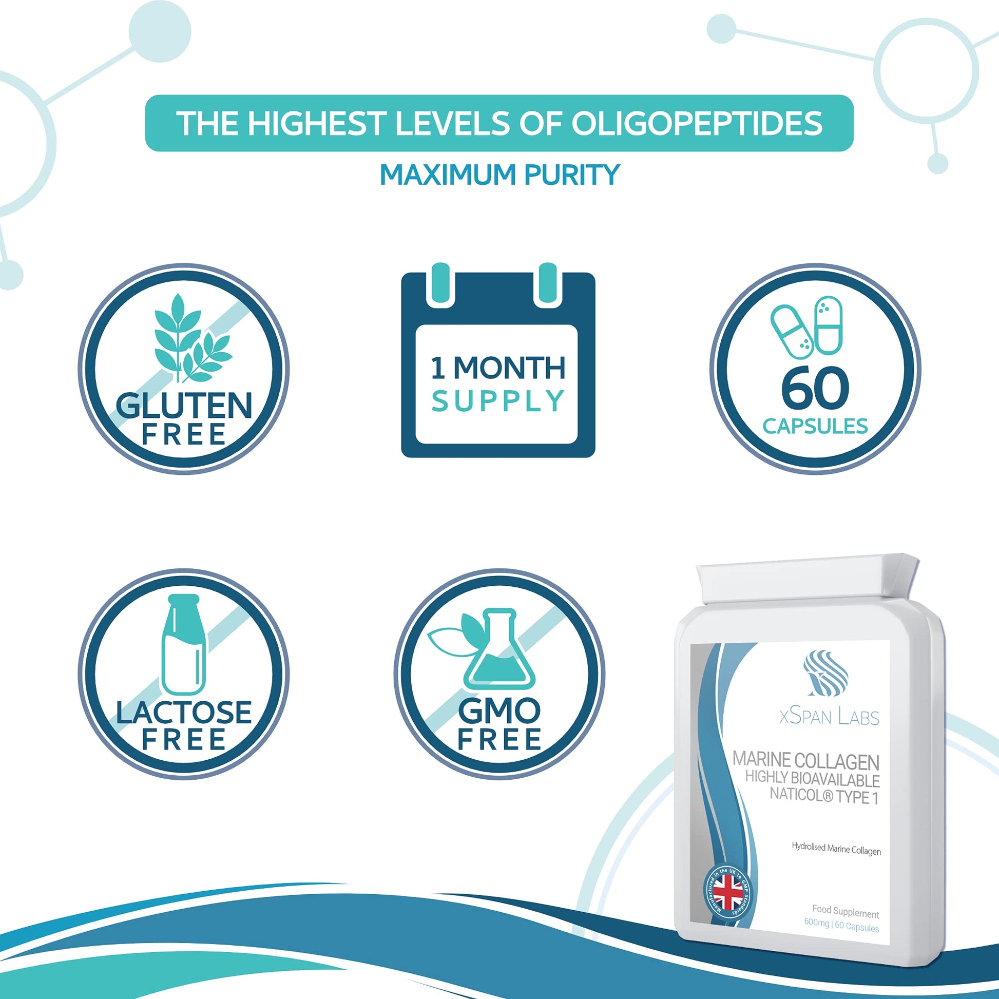 Marine Collagen 600mg 60 Capsules - Highly Bioavailable Naticol® Type 1 Xspan LabsAu supplements