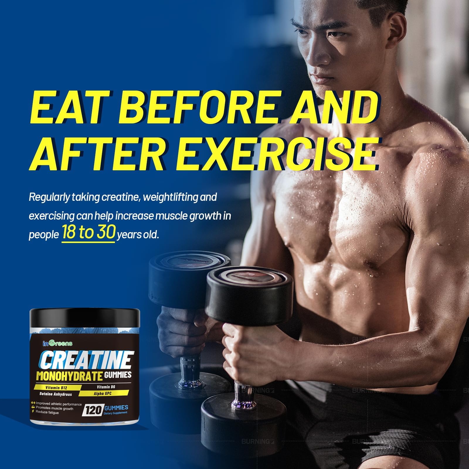 inGreens Creatine Monohydrate Gummies 6g for Men & Women 120 Count inGreensAu supplements
