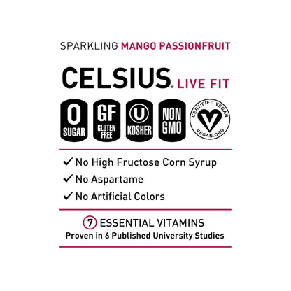 CELSIUS Sparkling Mango Passionfruit, Functional Essential Energy Drink 12 Fl Oz CELSIUSUS supplements
