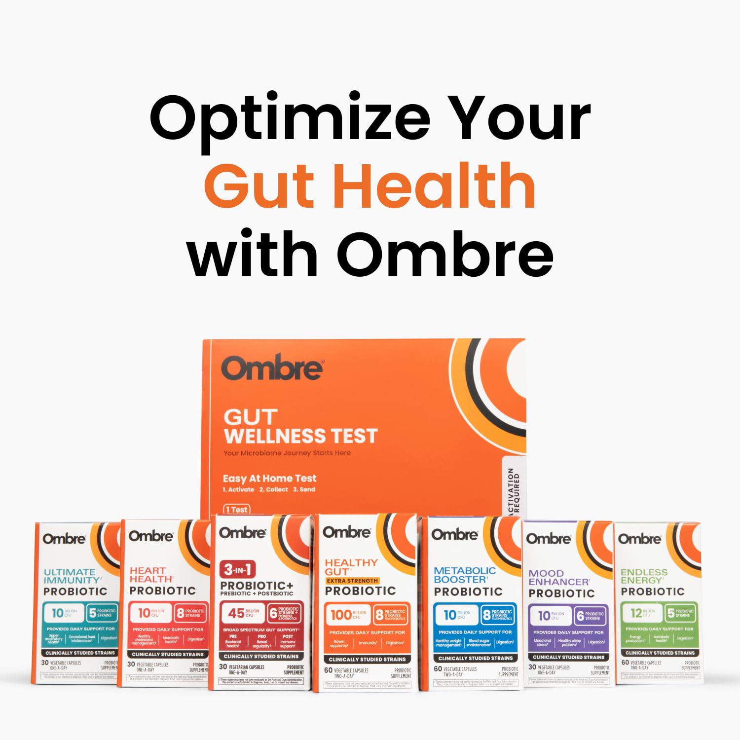 Ombre Gut Health Test Kit - Probiotic Recommender at Home Test for Women & Men - Detailed Custom Gut Microbiome Analysis for Digestive, Immune and Mental Health with Food Suggestions OmbreAu supplements