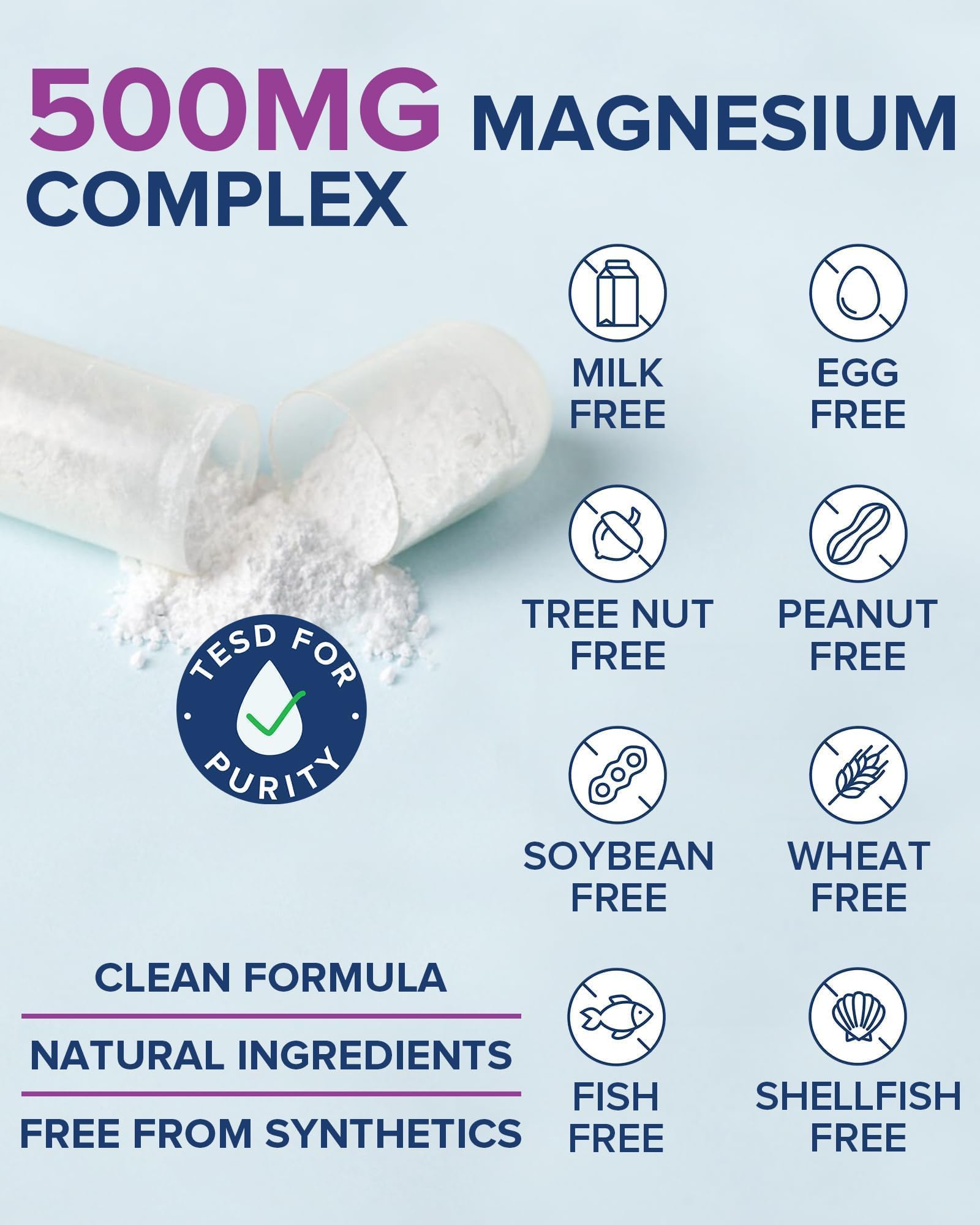 Terranics 5-in-1 Magnesium Complex Supplement 500mg - 5 Forms High Absorption Magnesium Glycinate Citrate Malate Aspartate Gluconate for Sleep Heart Health - Non-GMO 120 Vegan Capsules TerranicsAu supplements