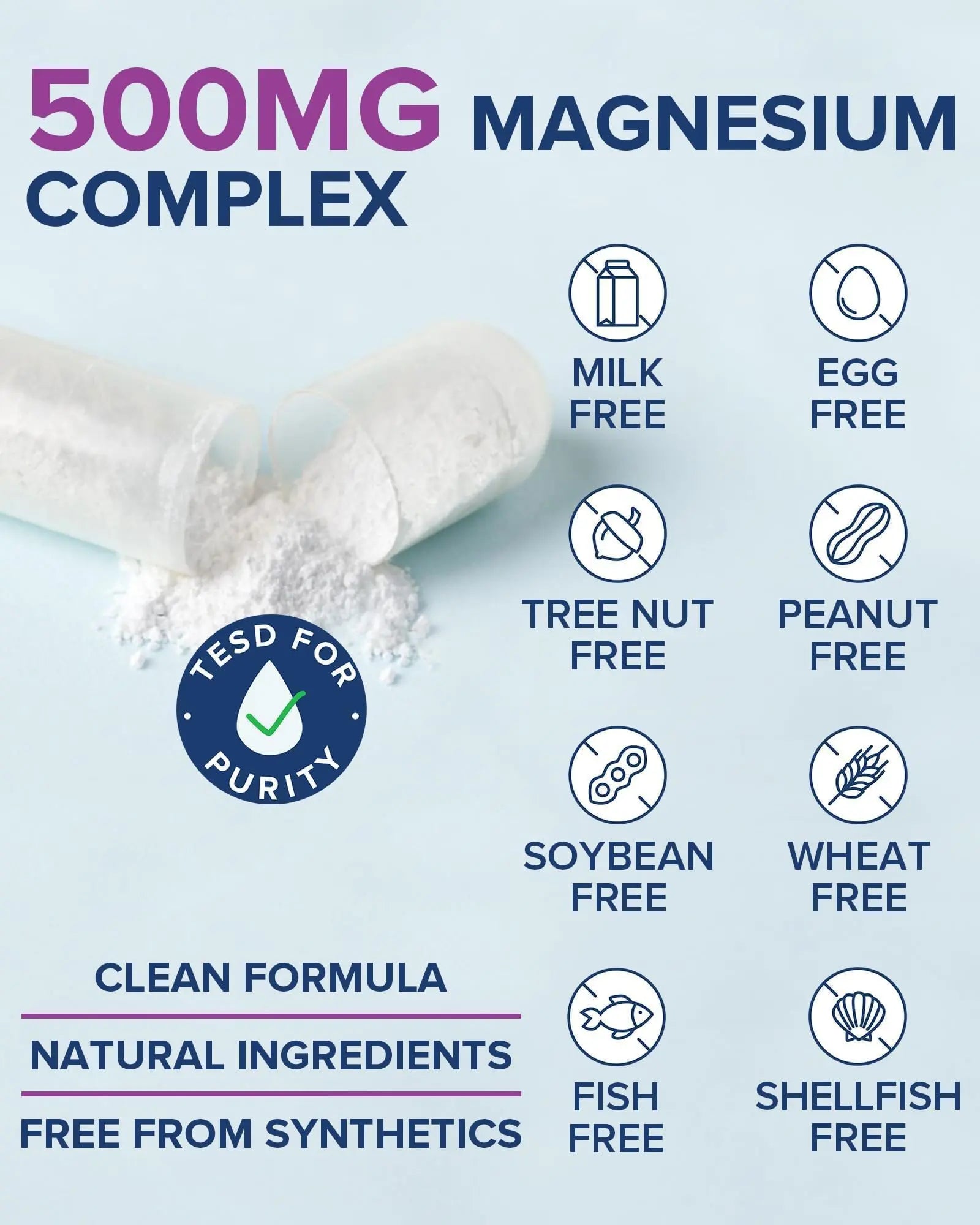 Terranics 5-in-1 Magnesium Complex Supplement 500mg - 5 Forms High Absorption Magnesium Glycinate Citrate Malate Aspartate Gluconate for Sleep Heart Health - Non-GMO 120 Vegan Capsules Terranicsnz supplements