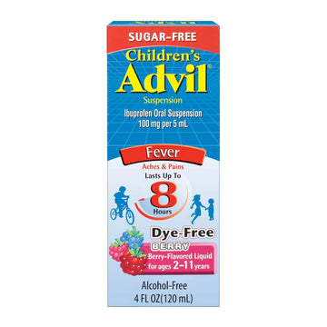 Children's Advil Pain Reliever and Fever Reducer, Dye Free and Sugar Free Ibuprofen Oral Suspension, Berry Flavored - 4 Fl Oz Children's AdvilAu supplements