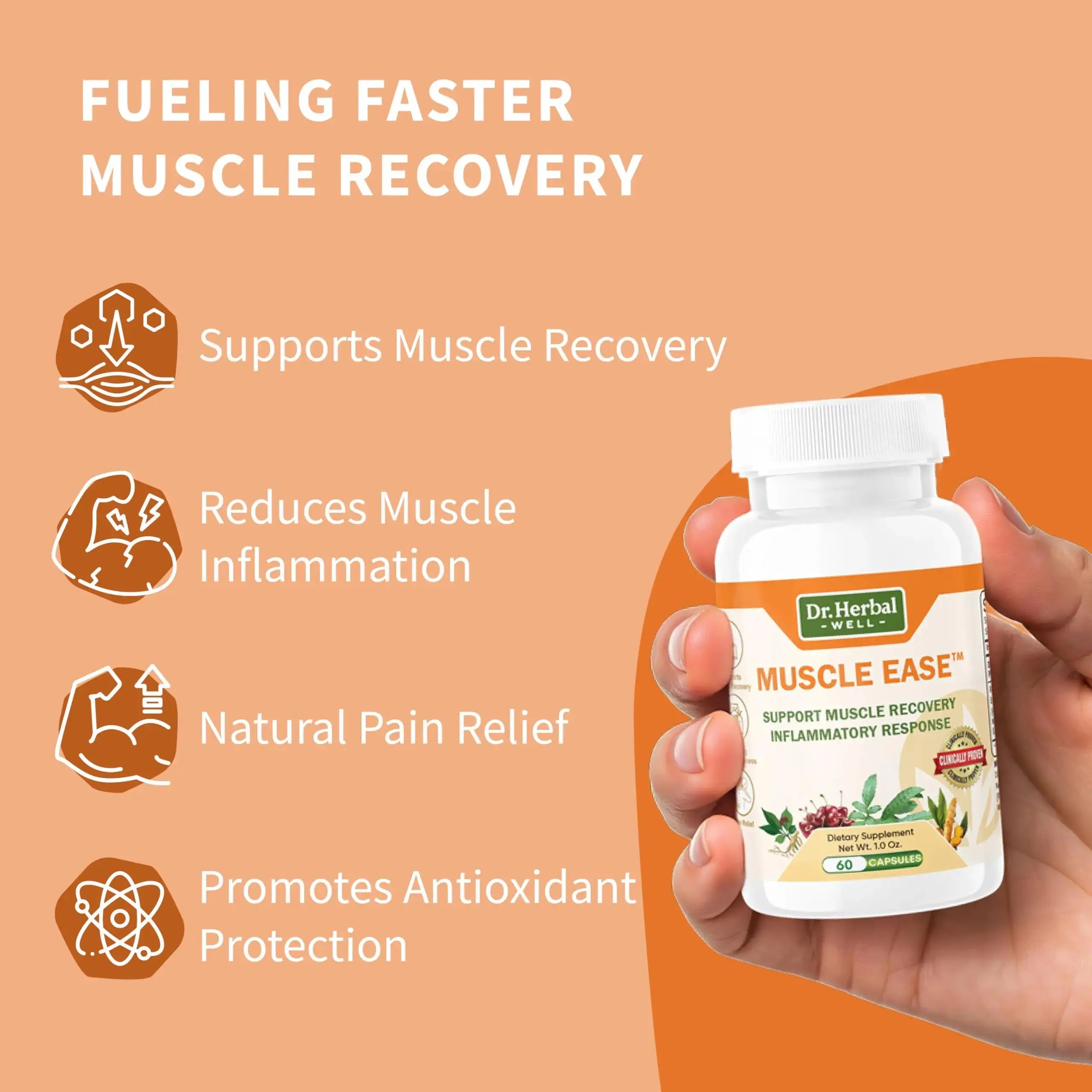 DR.HERBAL WELL Muscle Ease - Joint, Muscle & Nerve Support Fast Acting Relax Comfort Recovery Natural Herbal Supplement - (60 Capsules) MAX-Strength DR. HERBAL WELLAu supplements