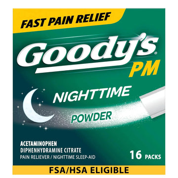 Goody's Nighttime Powder, Pain Reliever & Sleep Aid with Acetaminophen & Diphenhydramine Citrate, Caffeine Free, 16 Count Goody'sAu supplements