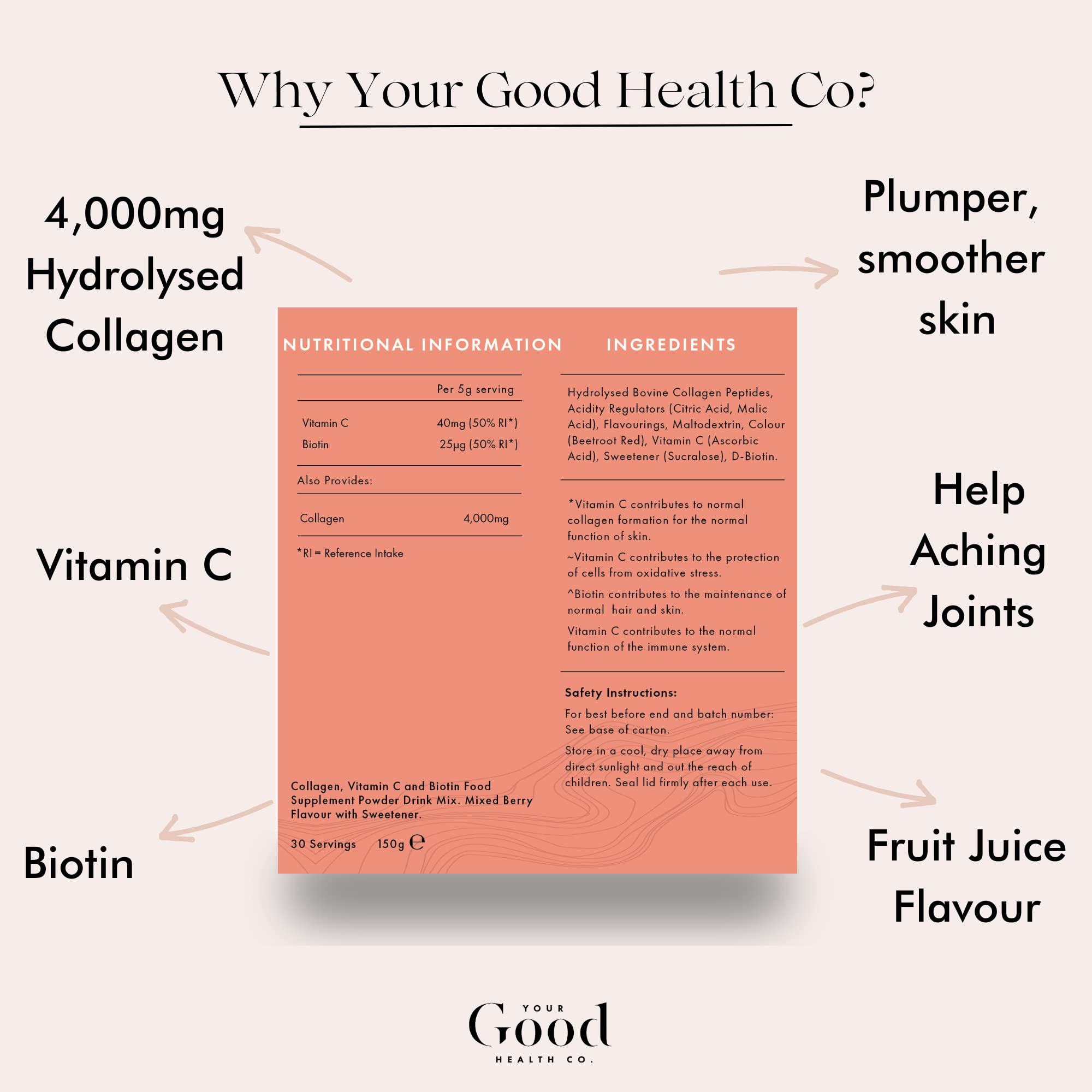 Your Good Health Co. – Your Beauty Premium Collagen Powder, Tropical | 150g Your Good Health Co.Au supplements