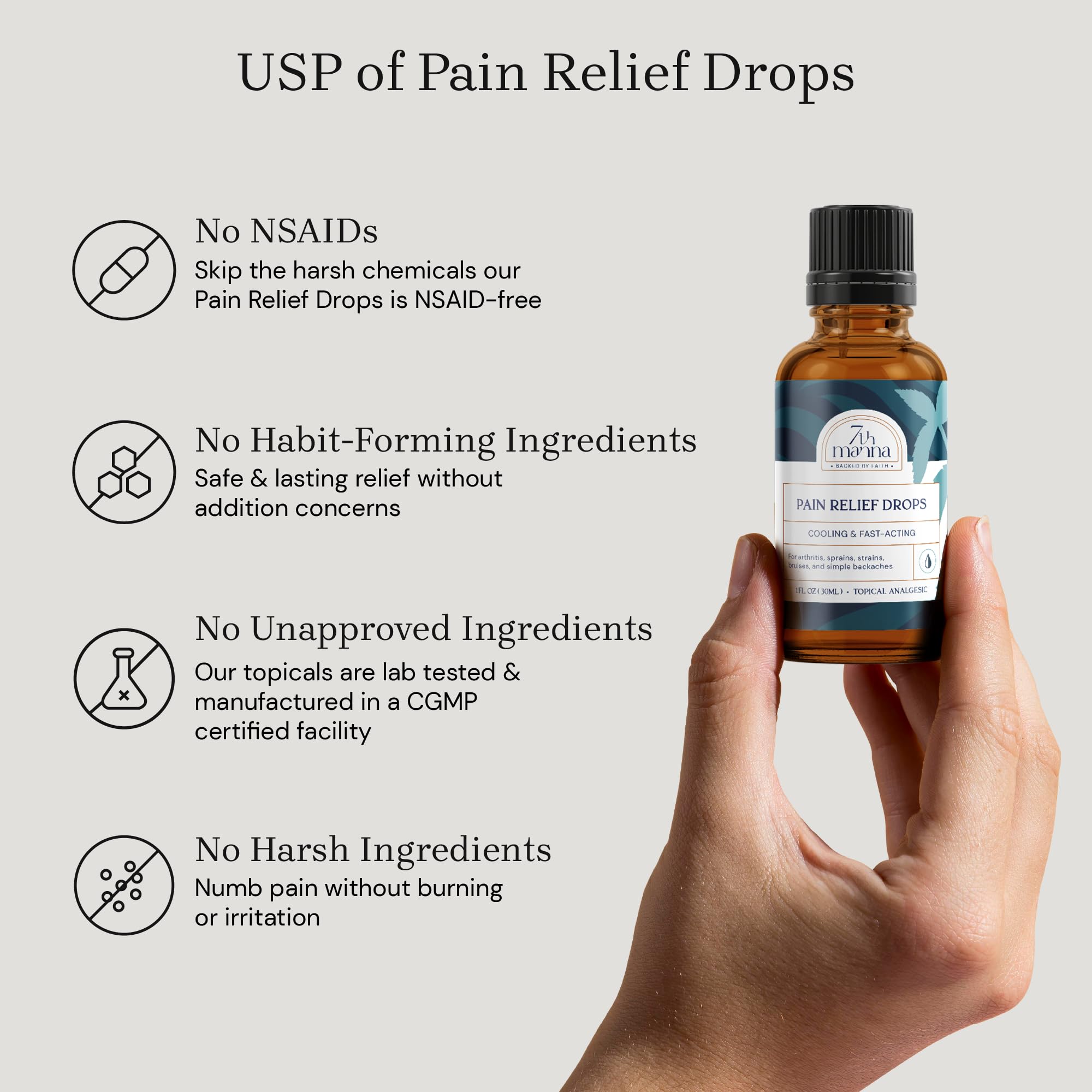 7th Manna Muscle Rub for Joint & Muscle Pain Relief, Menthol Pain Relief Formula with Camphor - Fast-Acting, Quick Dry & No Residue, 30ml - Topical Pain Relief for Active Adults 7th MannaAu supplements
