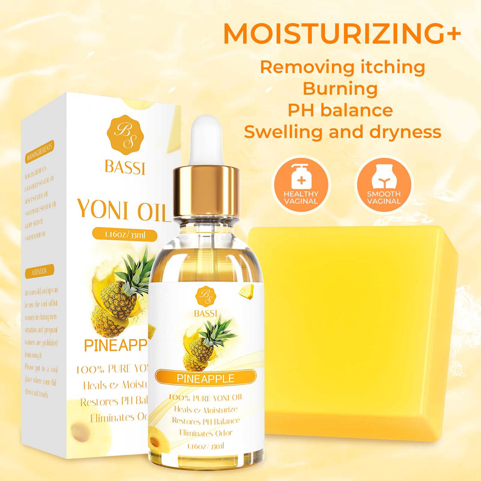 Feminine Wash & Yoni Oil & Yoni Soap Set for Women, Yoni Wash for Vaginal Ph Balance Remove Odor BASSIAu supplements