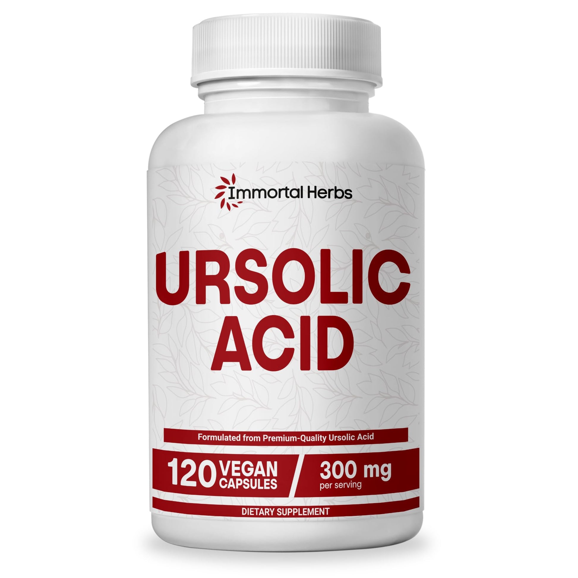 Immortal Herbs Pure Ursolic Acid Supplement 300mg, 120 Pills, Rosemary Leaf Extract Powder, Non-GMO and Gluten-Free Ursolic Acid Capsules for Women and Men Immortal HerbsAu supplements