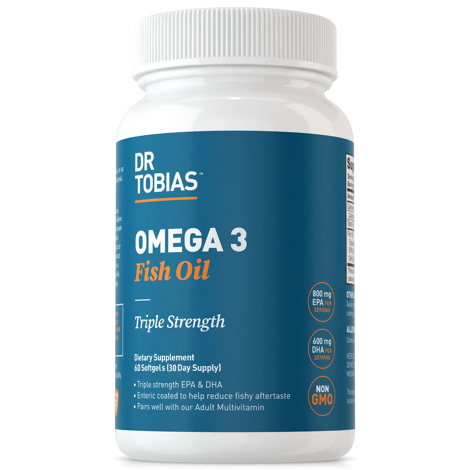 Dr. Tobias Omega 3 Fish Oil, 800 mg EPA 600 DHA Supplement for Heart, Brain & Immune Dr. TobiasUS supplements