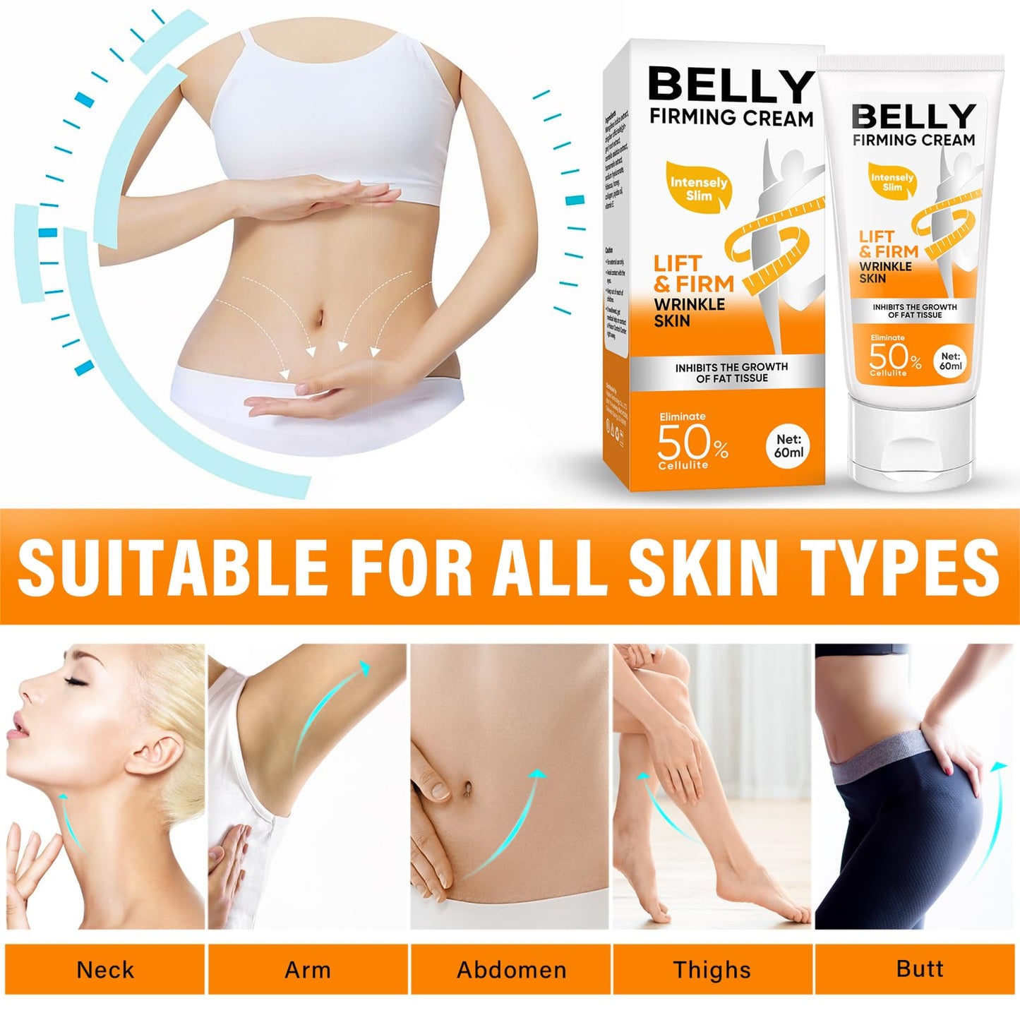 B Flat Belly Firming Cream, Skin Tightening & Cellulite Cream, Moisturizing Firming Lotion Weeping Willow Oil CoUS supplements