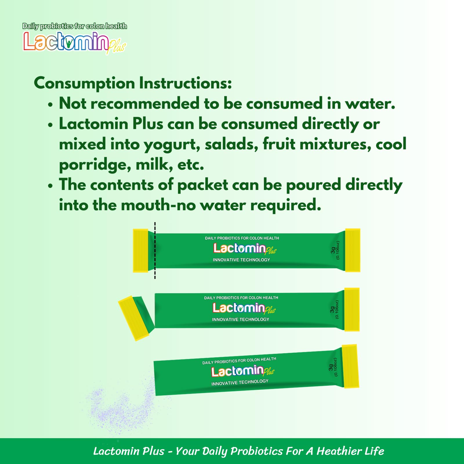 Probiotics - LactominPlus-3 Probiotics Strains - Powder - Sweet Yogurt Flavor - 30 Sticks x 3g (1month), 1.5 Billion CFU, with Prebiotics(FOS), Constipation & Bloating Relief, Microencapsulated LactominAu supplements