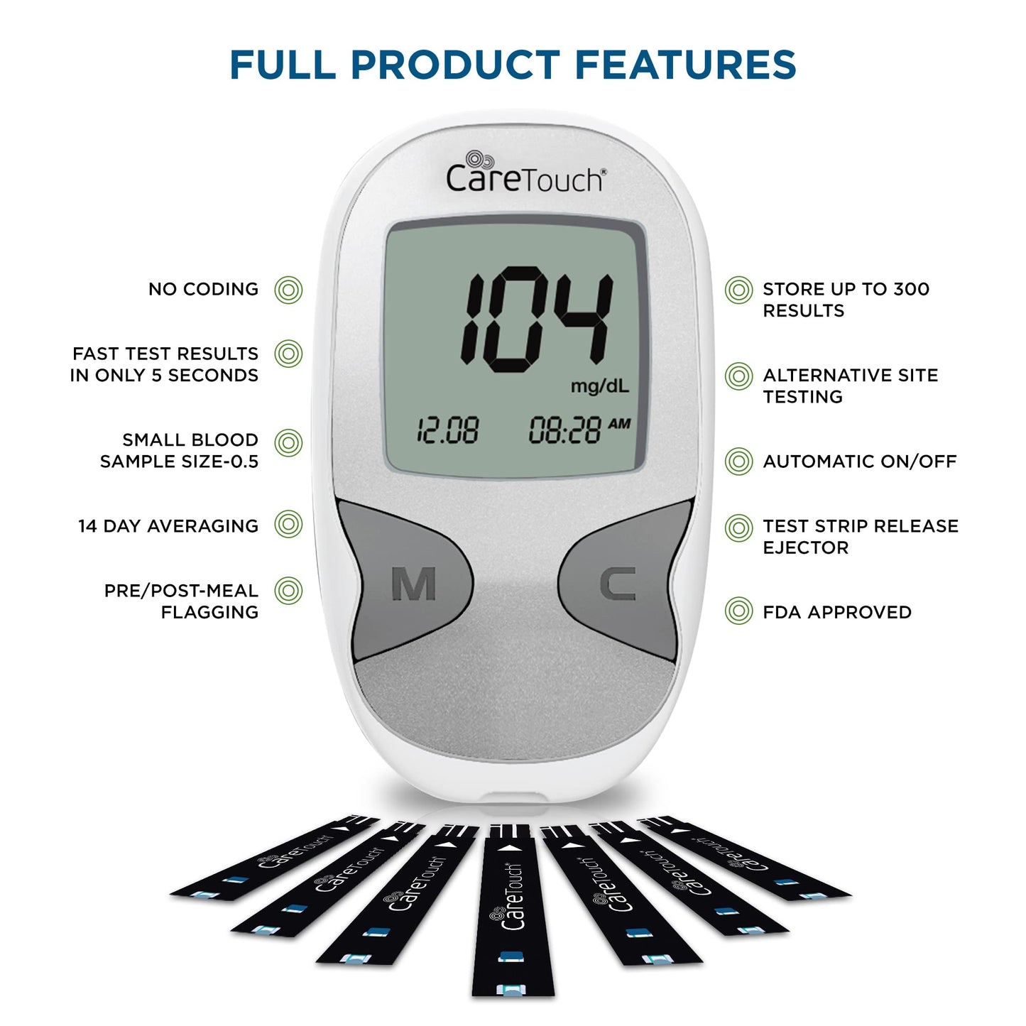 Care Touch Blood Glucose Meter Kit - Diabetes Testing Kit with Glucometer Care TouchUS supplements