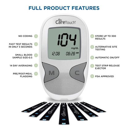 Care Touch Blood Glucose Meter Kit - Diabetes Testing Kit with Glucometer Care TouchUS supplements