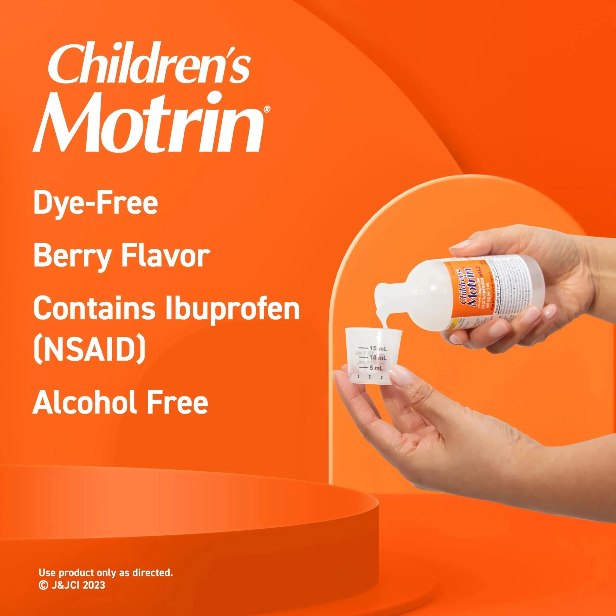 Children's Motrin Oral Suspension 100mg Ibuprofen Medicine, NSAID Fever Reducer & Pain Reliever for Minor Aches & Pains Due to Cold & Flu, Dye Free, Alcohol-Free, Berry Flavored, 8 fl. oz MotrinAu supplements