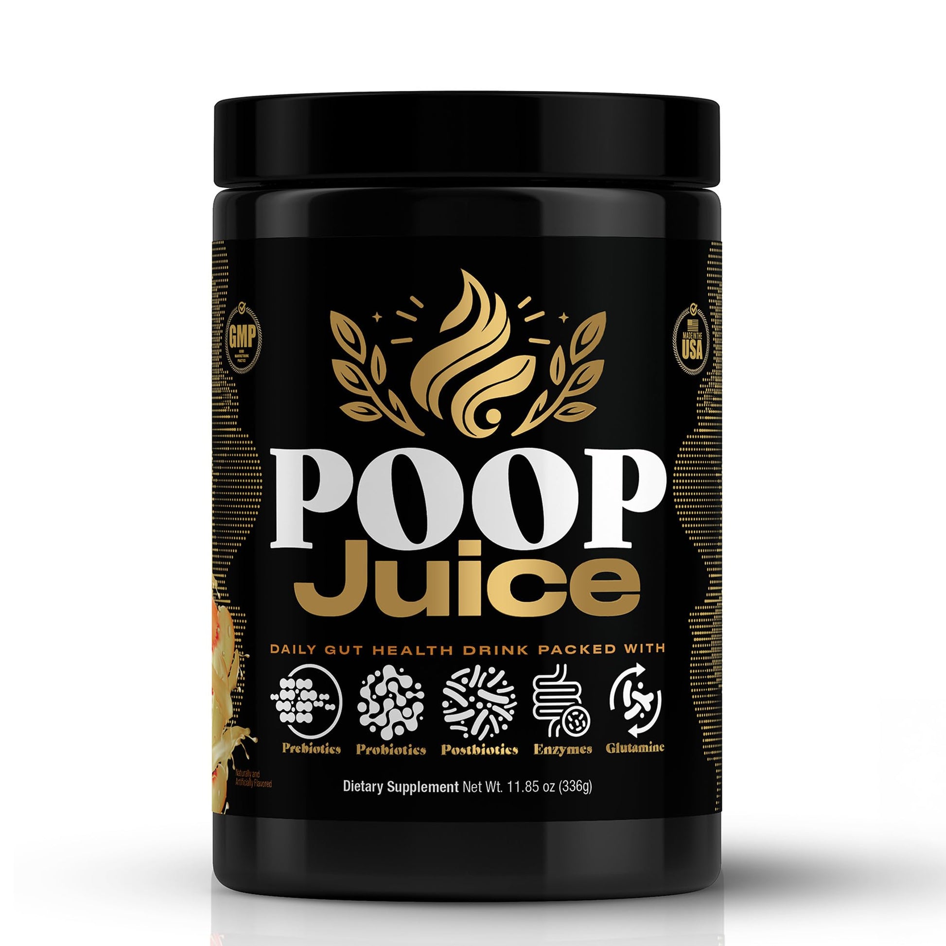 Poop Juice 5-in-1 Daily Fiber Supplement Powder - Bloat & Poop Relief - Prebiotic, Probiotic, Postbiotic, Digestive Enzymes, L-Glutamine - GLP-1 Support - Sugar-Free Georgia Peach Mango (30 Servings) Poop JuiceAu supplements
