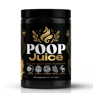 Poop Juice 5-in-1 Daily Fiber Supplement Powder - Bloat & Poop Relief - Prebiotic, Probiotic, Postbiotic, Digestive Enzymes, L-Glutamine - GLP-1 Support - Sugar-Free Georgia Peach Mango (30 Servings) Poop JuiceAu supplements
