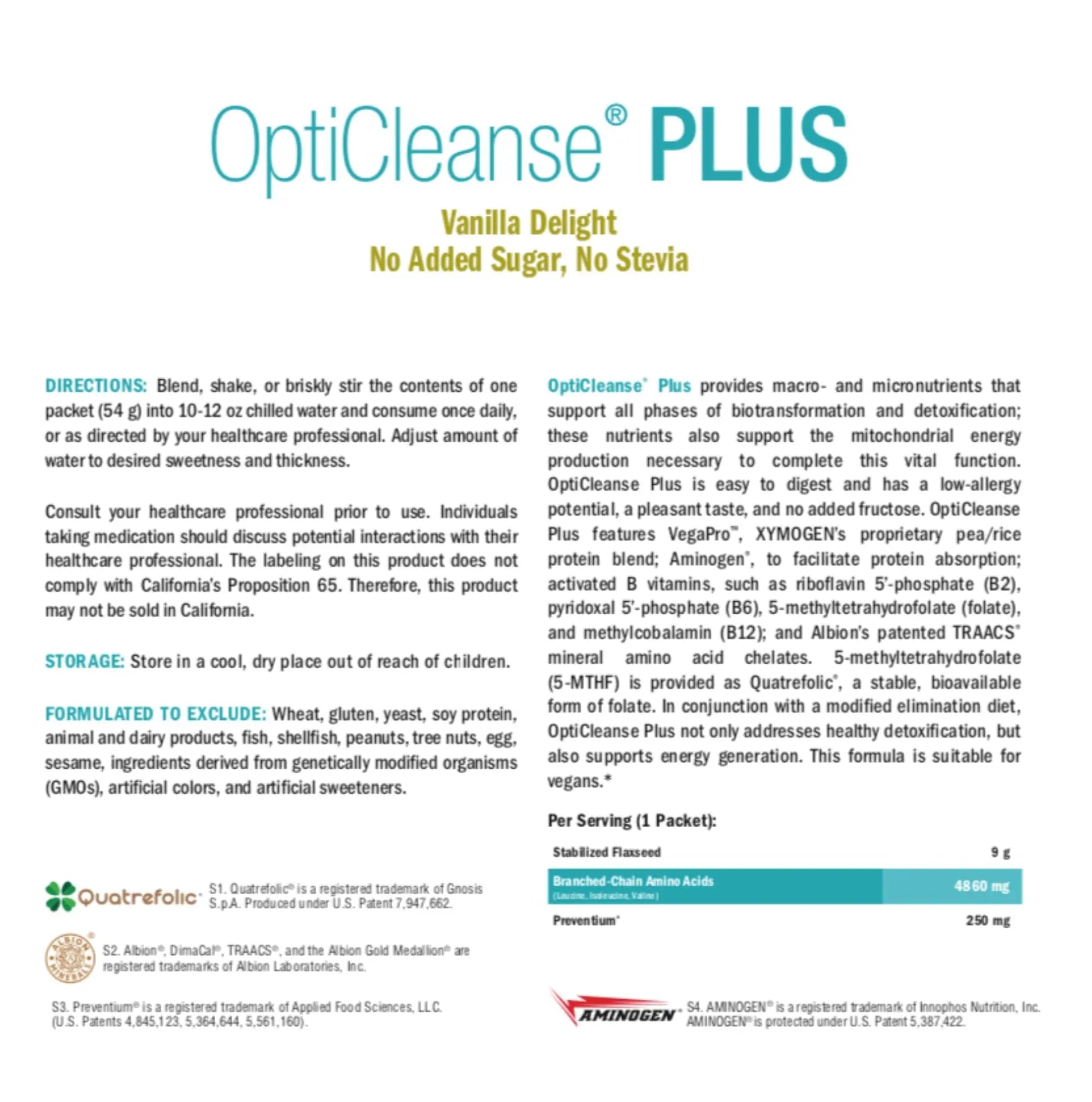 XYMOGEN OptiCleanse Plus - Gut Cleanse Powder - B Vitamins, Plant-Based Protein - Gluten-Free, Sugar-Free & Vegan - Vanilla Delight Flavor - 10 Servings XYMOGENnz supplements