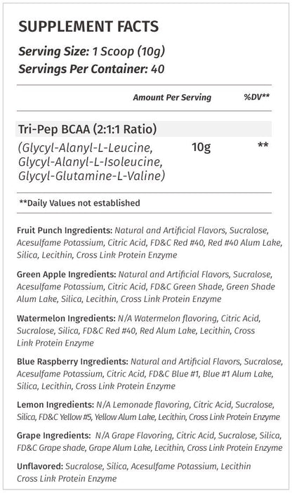 Metabolic Nutrition | TRIPEP - Tri-Peptide Branch Chain Amino Acid, BCAA Powder Metabolic NutritionUS supplements