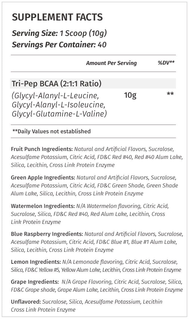 Metabolic Nutrition | TRIPEP - Tri-Peptide Branch Chain Amino Acid, BCAA Powder Metabolic NutritionUS supplements