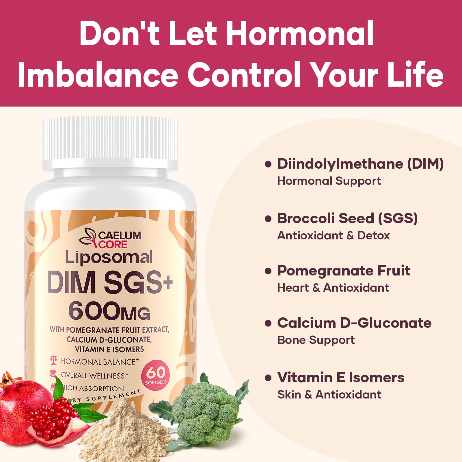 CEALMU CORE Liposomal DIM SGS Supplement - Estrogen Supplements for Women & Men Contains Sulforaphane Glucosinolate, Vitamin E, Pomegranate Fruit - Support Detox and Antioxidant (1 Pack) CEALMU COREAu supplements