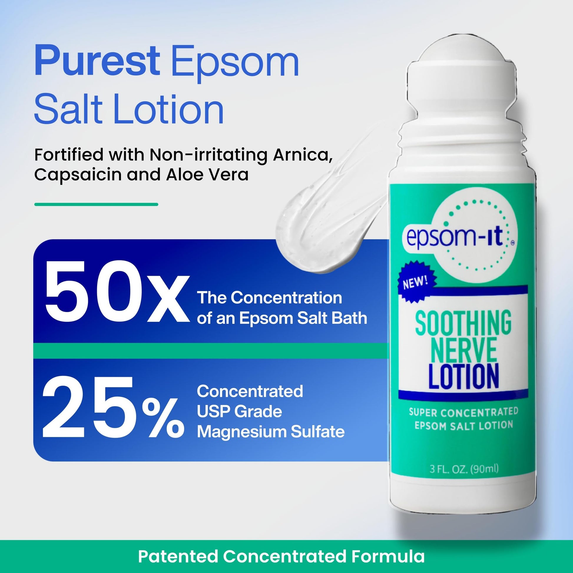 Epsom-It Soothing Nerve Lotion - Roll On Epsom Salt Magnesium Lotion, Topical Magnesium Cream with Capsaicin & Arnica for Tired Muscles and Sleep, 3oz EPSOM-ITAu supplements