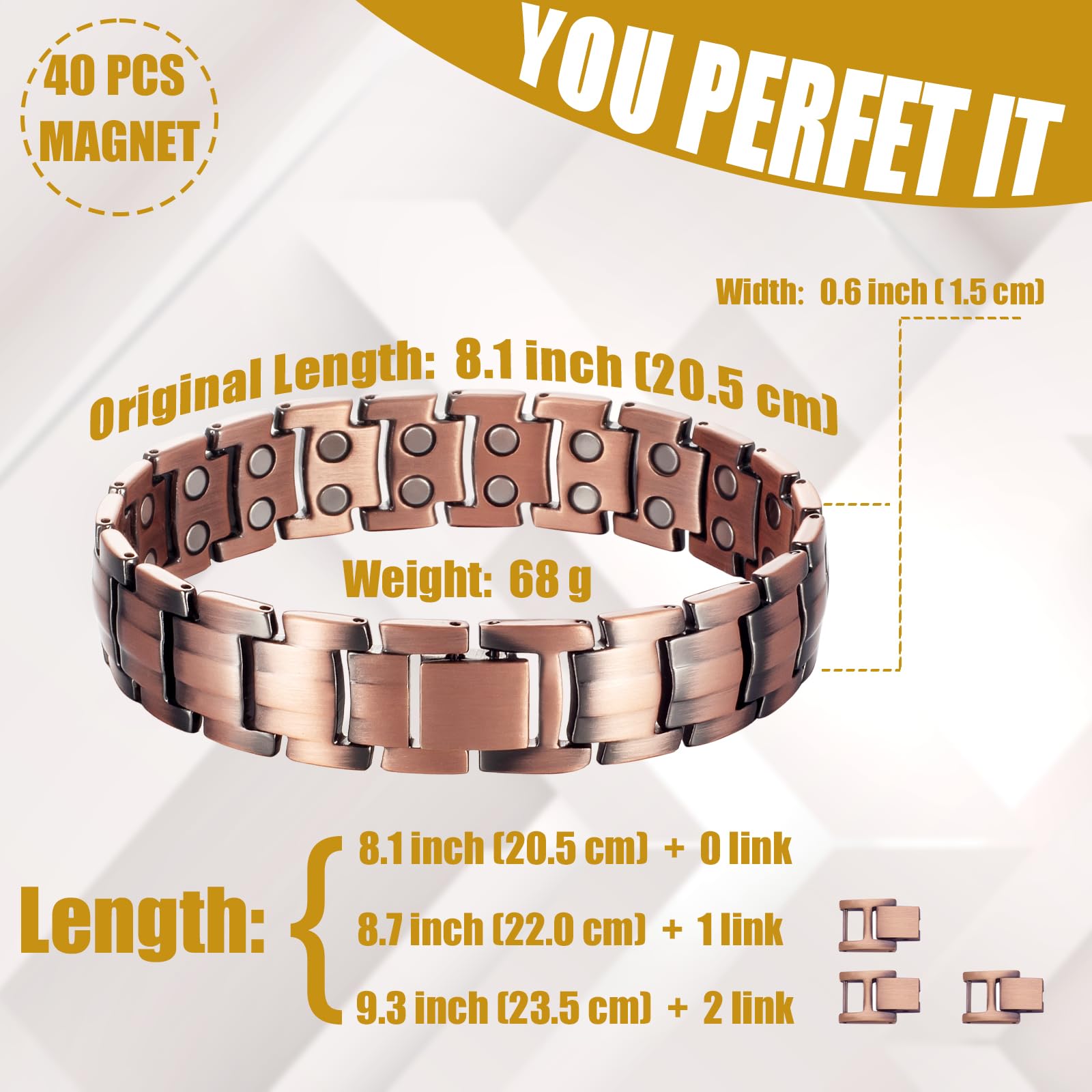 MagVIVACE Copper Bracelet for Men, Magnetic Bracelet with 3500 Gauss Magnets MagVIVACEAu supplements