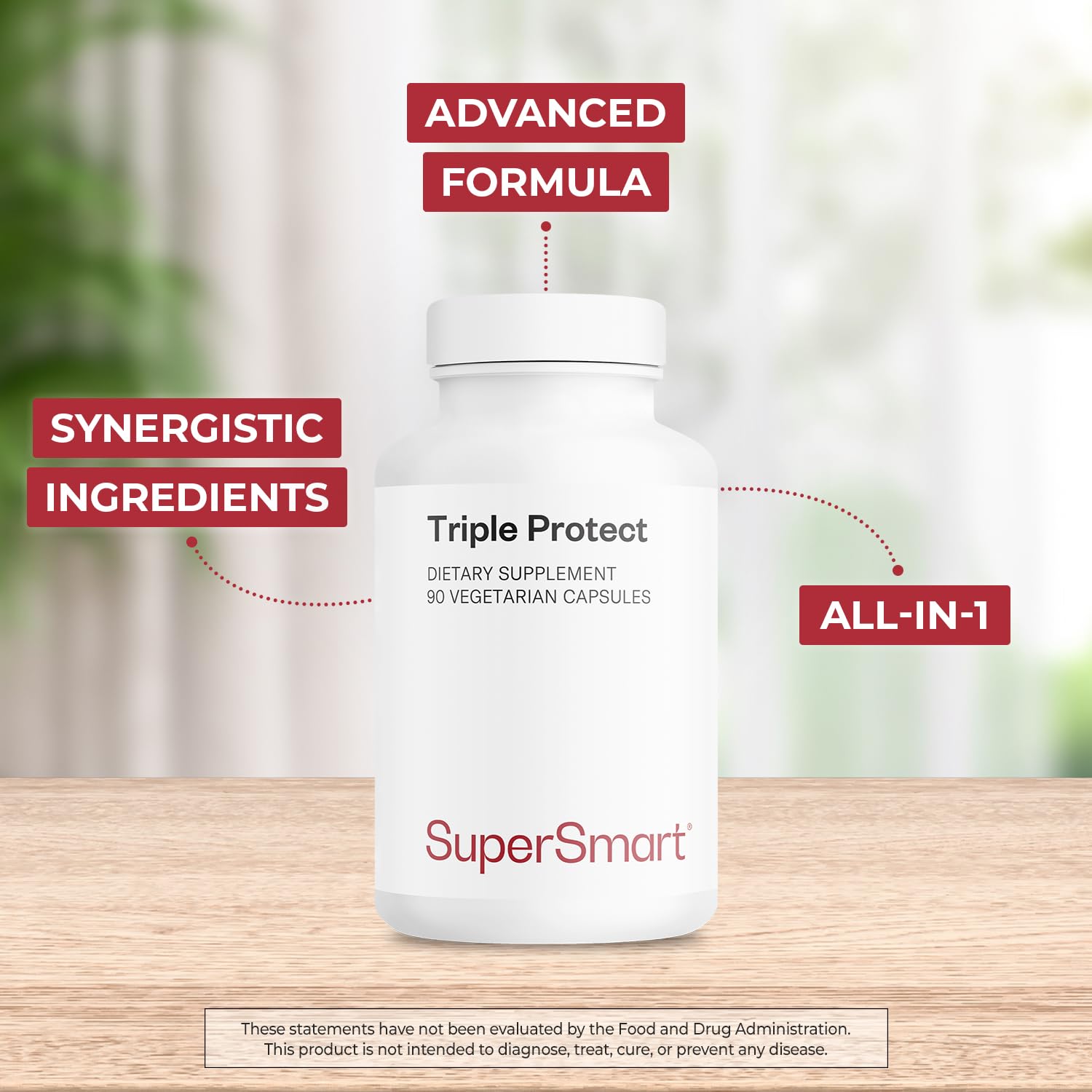Supersmart - Triple Protect Supplement - Combines the Most Widely-Studied Natural Compounds - May Support Healthy Heart | Non-GMO & Gluten Free - 90 Vegetarian Capsules SupersmartAu supplements