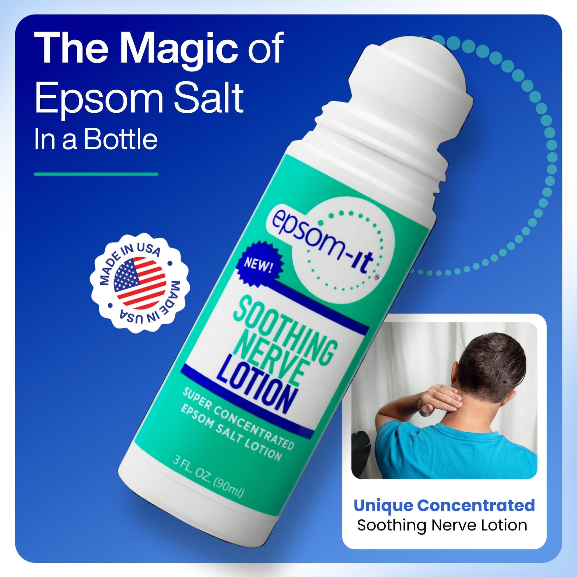 Epsom-It Soothing Nerve Lotion - Roll On Epsom Salt Magnesium Lotion, Topical Magnesium Cream with Capsaicin & Arnica for Tired Muscles and Sleep, 3oz EPSOM-ITAu supplements