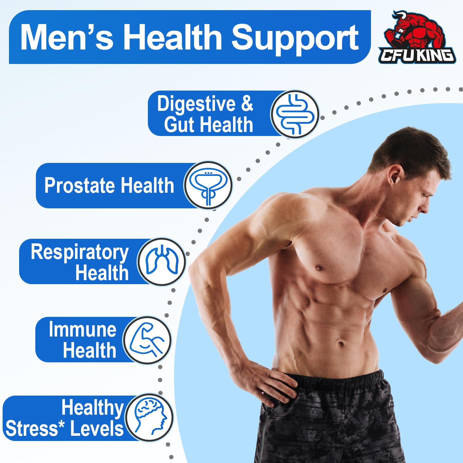 Probiotics for Men, 500 Billion CFU & 12 Mens Probiotic for Digestive Health + 4 Organic Prebiotic Fiber, for Digestive, Gut, Immune Health, Bloating, Gas, Energy Support, Shelf Stable - 120 Capsules CFUKINGAu supplements