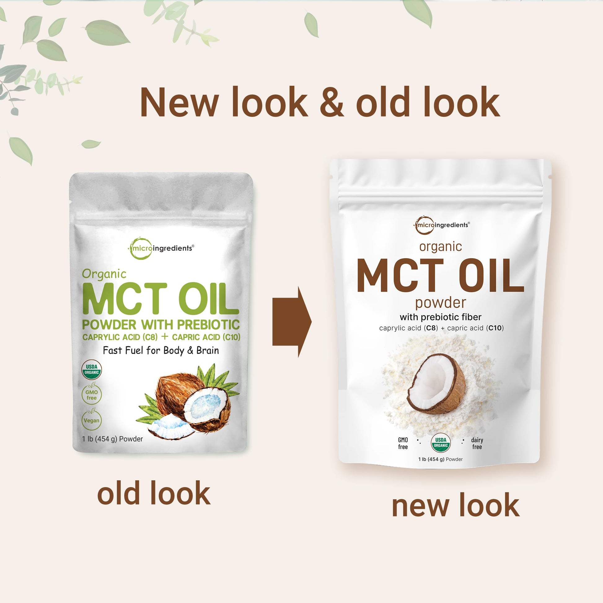 Organic MCT Oil Powder with Prebiotic Fiber,1 Pound(16 Ounce), Fast Fuel for Body and Brain Micro IngredientsAu supplements