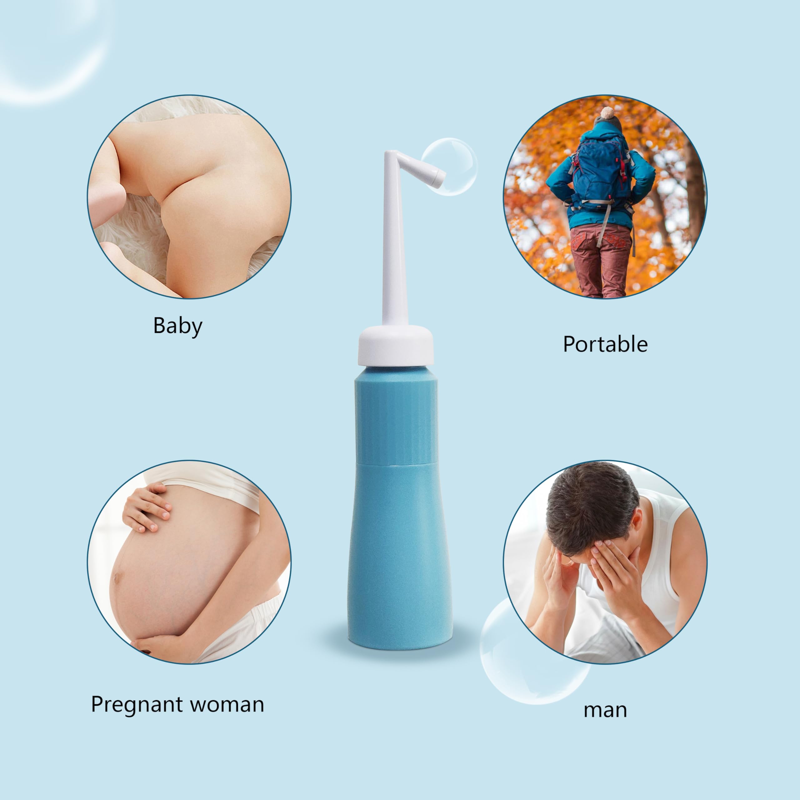 Portable 11.8 Oz Bidet, Feminine Care Irrigator, Retractable Nozzle Travel Bidet with 60° Elbow XYJunTechAu supplements