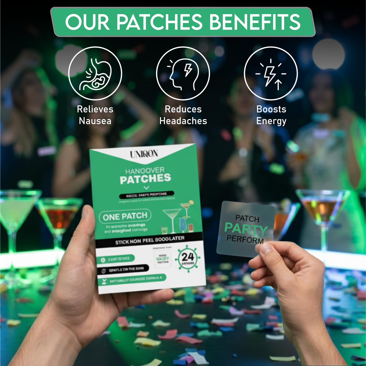 Recovery Patches 24 Pack, 100% Natural Ingredients Party Recovery Patch with Skin-Friendly & Waterproof Design, Strong Adhesive Party Patch for Secure Fit, Enhanced Morning Formula UniqonAu supplements