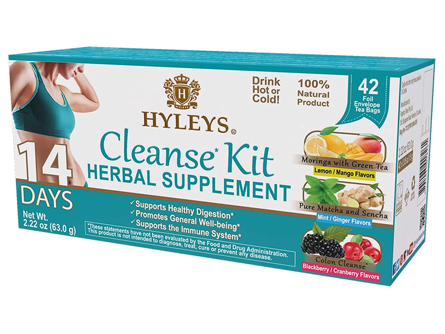 HYLEYS Tea 14 Days Cleanse Kit - 42 Tea Bags (100% Natural, Sugar Free, Gluten Free HYLEYSUS supplements