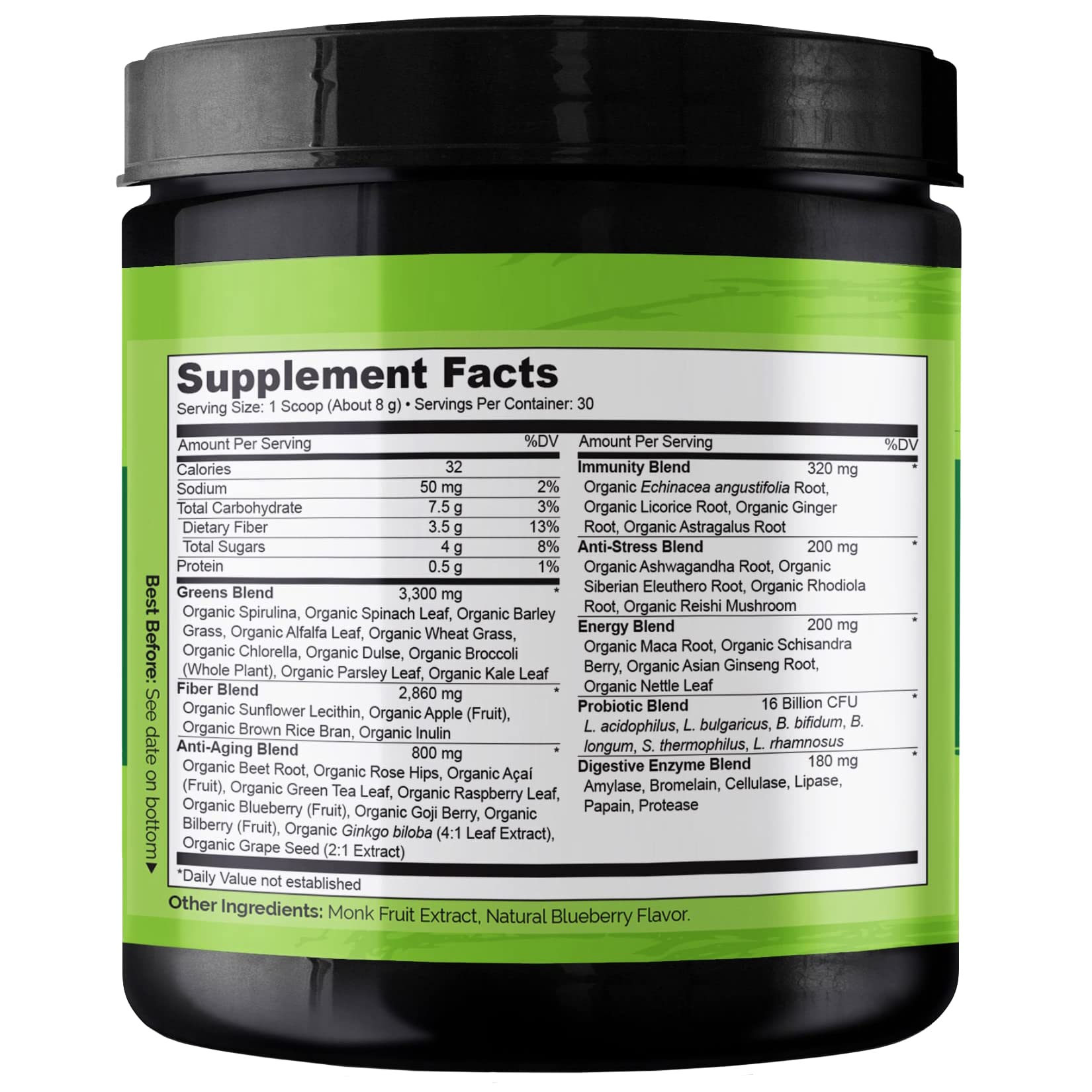 NATURELO Raw Greens Superfood Powder - Wild Berry Flavor - Boost Ener NATURELOAu supplements