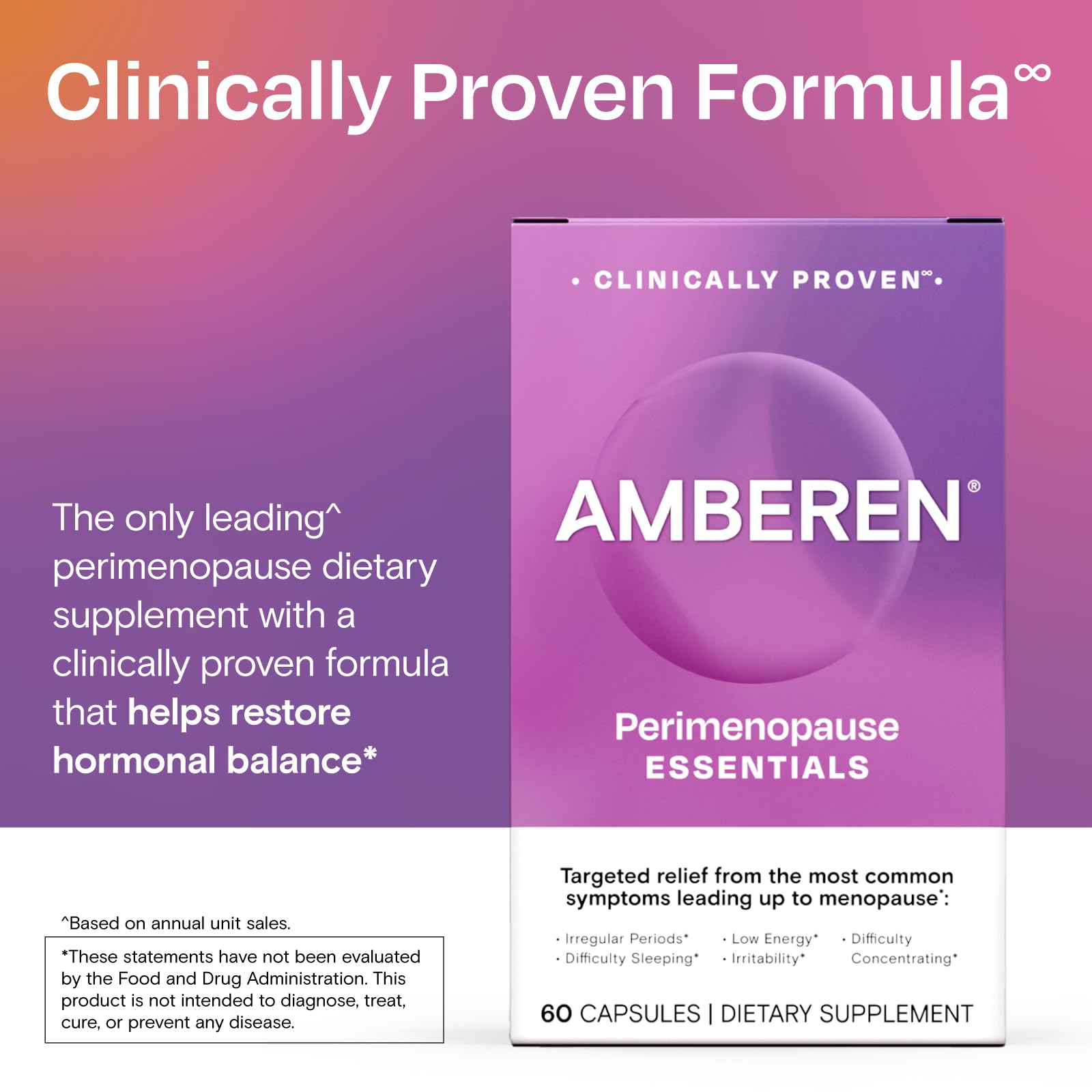 Amberen Perimenopause, Peri-Menopause Multi-Symptom Relief, Vitamin B, Vitamin E & Antioxidants Supplement, Helps Support Hormone Balance, Hot Flashes & Night Sweats, Supplements for Women, 180 Count AmberenAu supplements