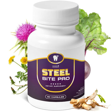 Nature’s NutriWave Steel Bite Pro Oral Wellness Supplement – 23 Plant-Based Ingredients with Zinc & Turmeric – Non-GMO, Made in USA, 60 Capsules, 1 Month Supply Nature’s NutriWaveAu supplements