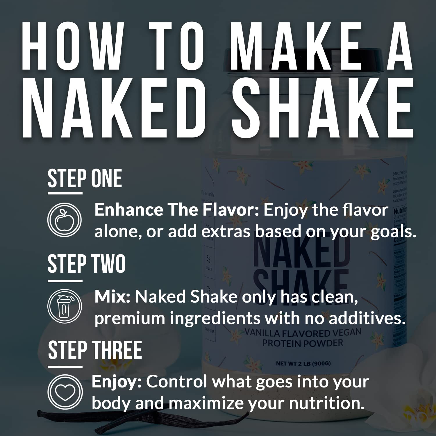 NAKED nutrition Naked Shake - Vanilla Protein Powder - Plant Based Protein Shake NAKEDUS supplements