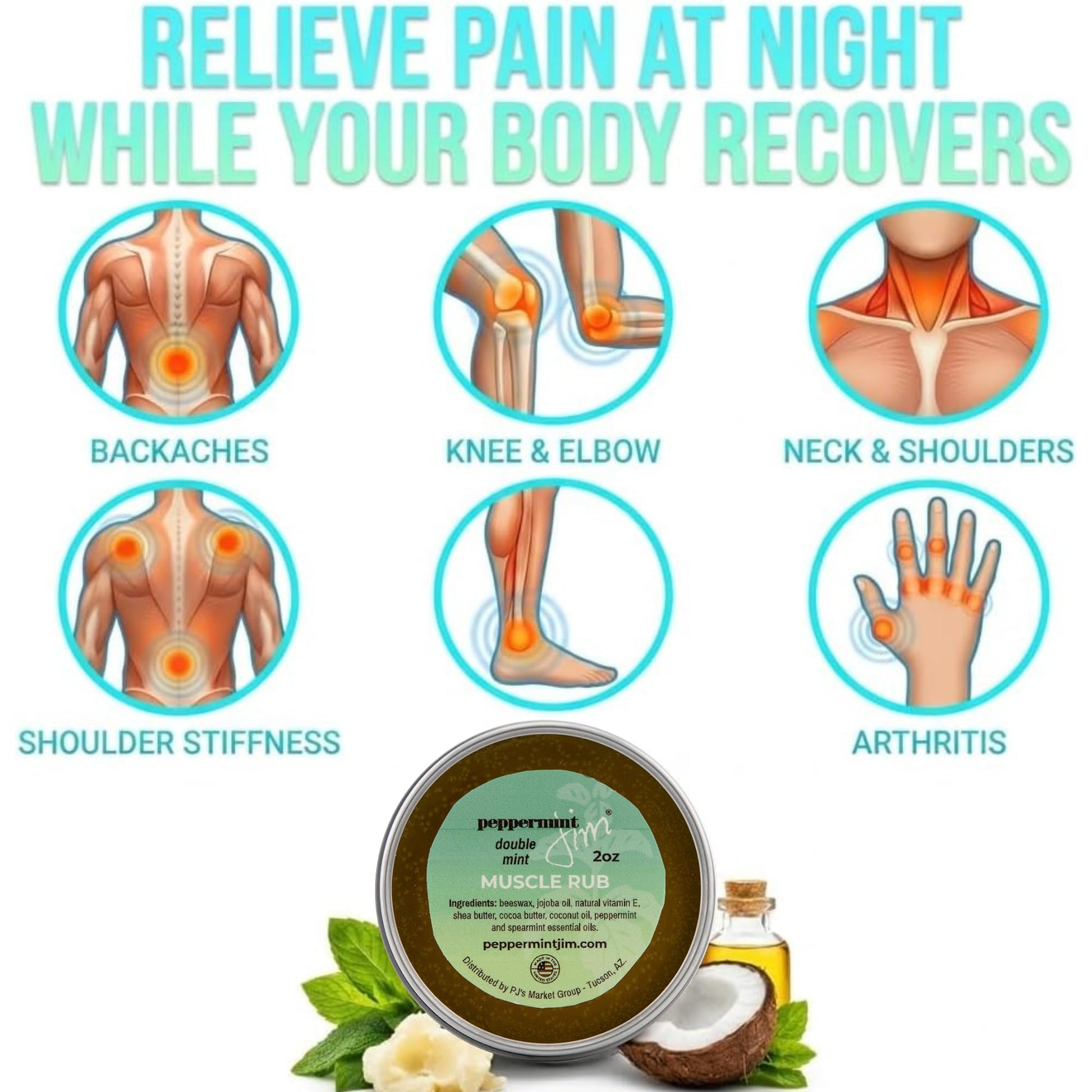 Peppermint Jim Double Mint Muscle Rub Balm 2oz, Fast Absorbing Cooling Relief Cream with Peppermint & Spearmint Oils, Non Greasy Soothing Balm for Sore Muscles, Back, Neck & Joints - Plant Based Peppermint JimAu supplements
