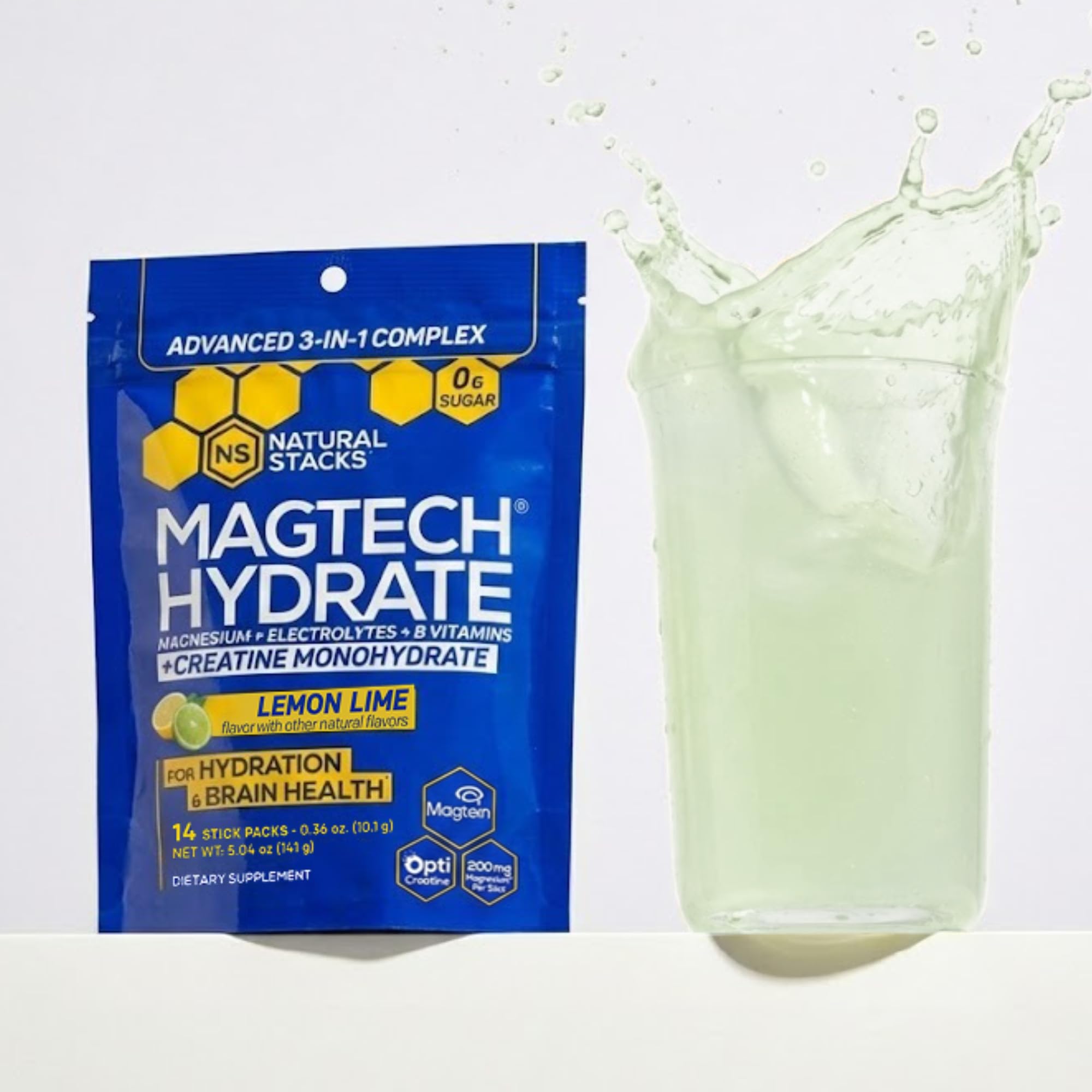 Magtech Magnesium Capsules + Hydration Creatine Powder Lemon Lime Bundle - 3 Forms of Magnesium - Featuring Magtein L-Threonate - Brain Health & Hydration Support* - 44 Total Servings NATURAL STACKSAu supplements