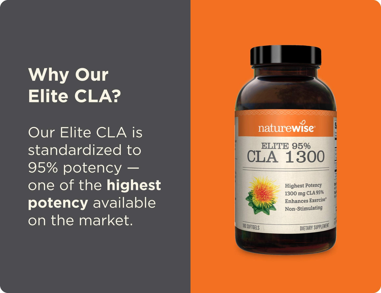 NatureWise Elite CLA 1300 Maximum Potency, 95% CLA Safflower Oil Workout Supplement NatureWiseUS supplements